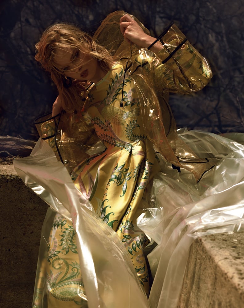 A photo by Henryk Lobaczewski depicting a woman wearing a plastic ballroom style dress.  