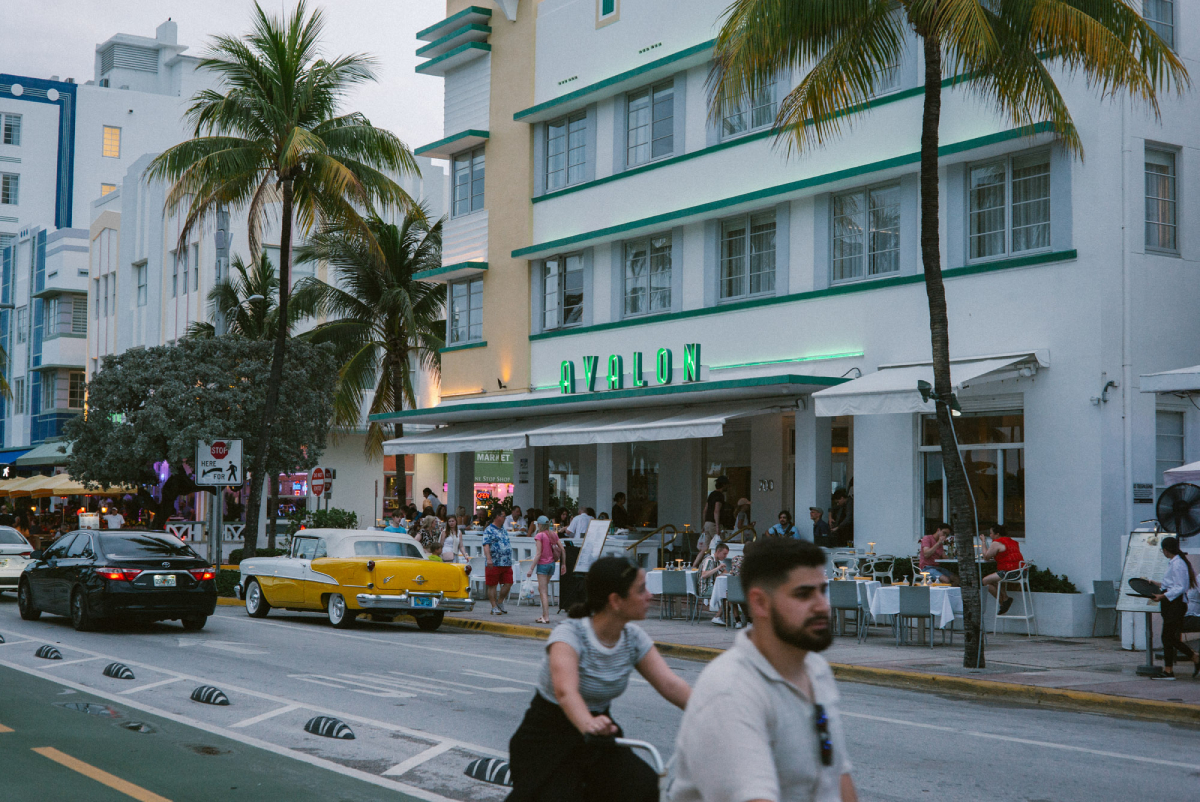 A color photo of a busy street in Miami by James Jackman.