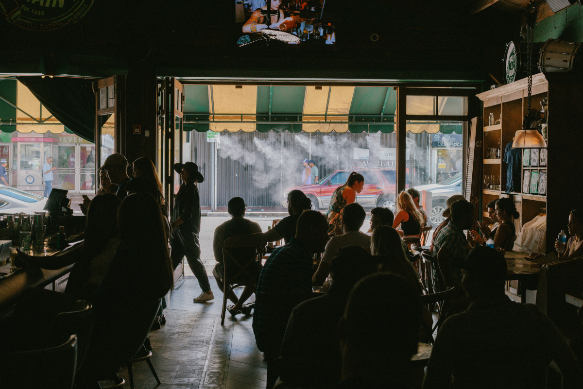 A color photo by James Jackman of a busy restaurant in Miami.