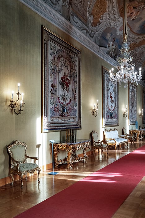 Hall inside the Quirinale Palace shot by Camillo Pasquarelli.