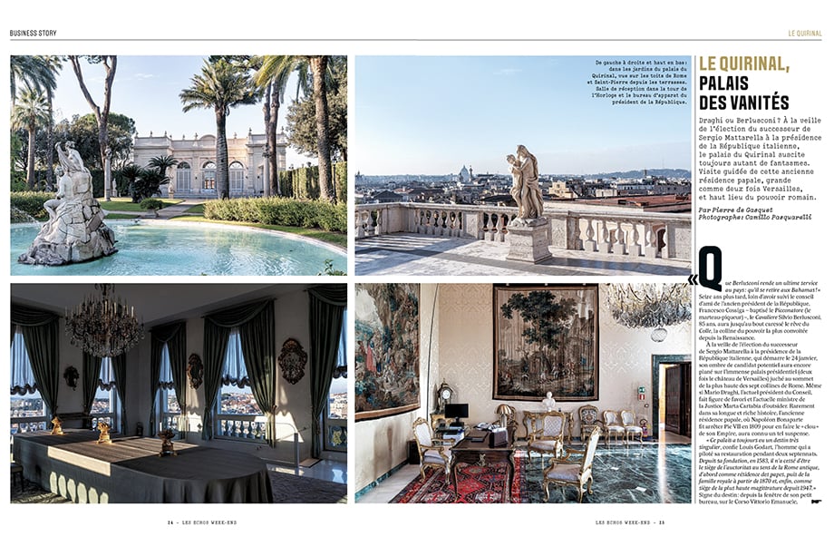 Tearsheet from Les Echos Week-End magazine of Quirinale Palace in Rome.