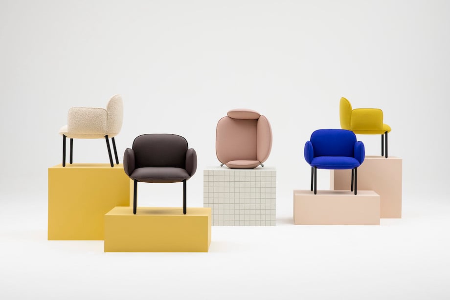 Still life of colorful chairs on stands, by London product photographer Richard Boll.