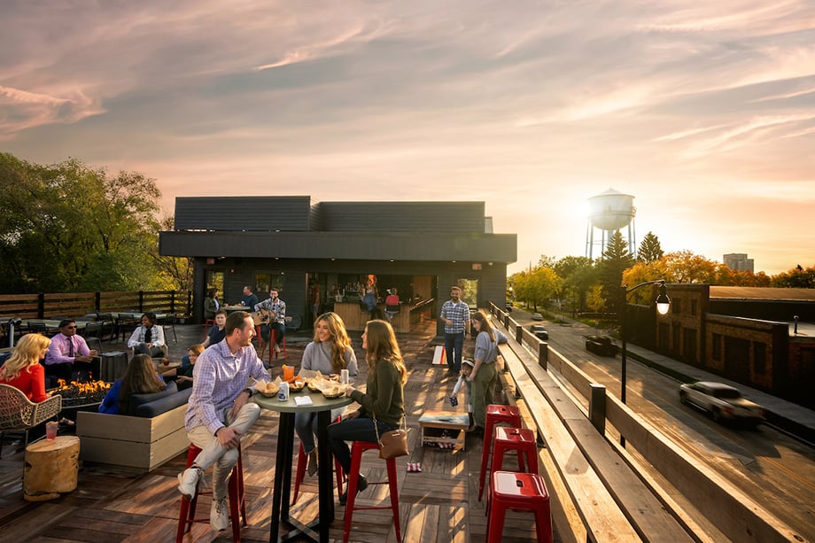 People dining outdoors at restaurant shot by Ryan Donnell.