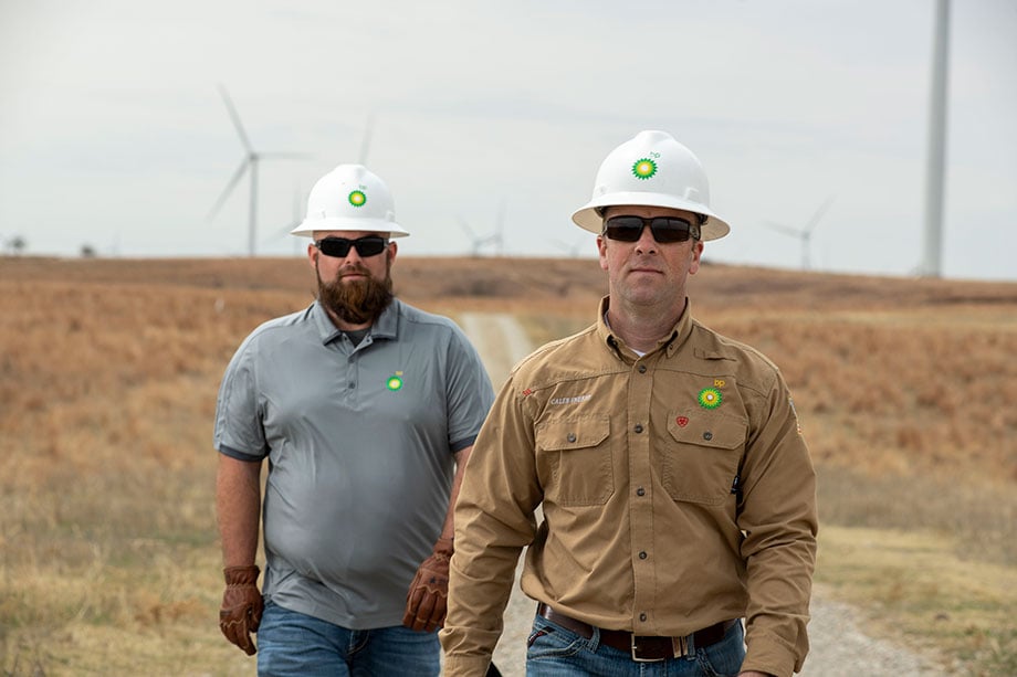 A portrait of two workers at BP shot by Sean F. Boggs in Wichita, Kansas