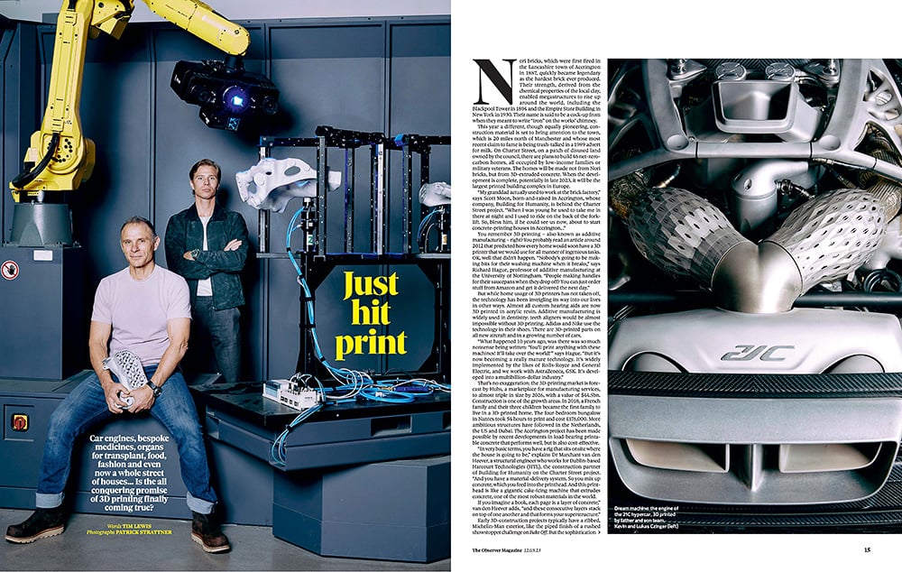 Los Angeles-based Patrick Strattner for Observer Magazine in March 2023, covering a story about 3D printing.  