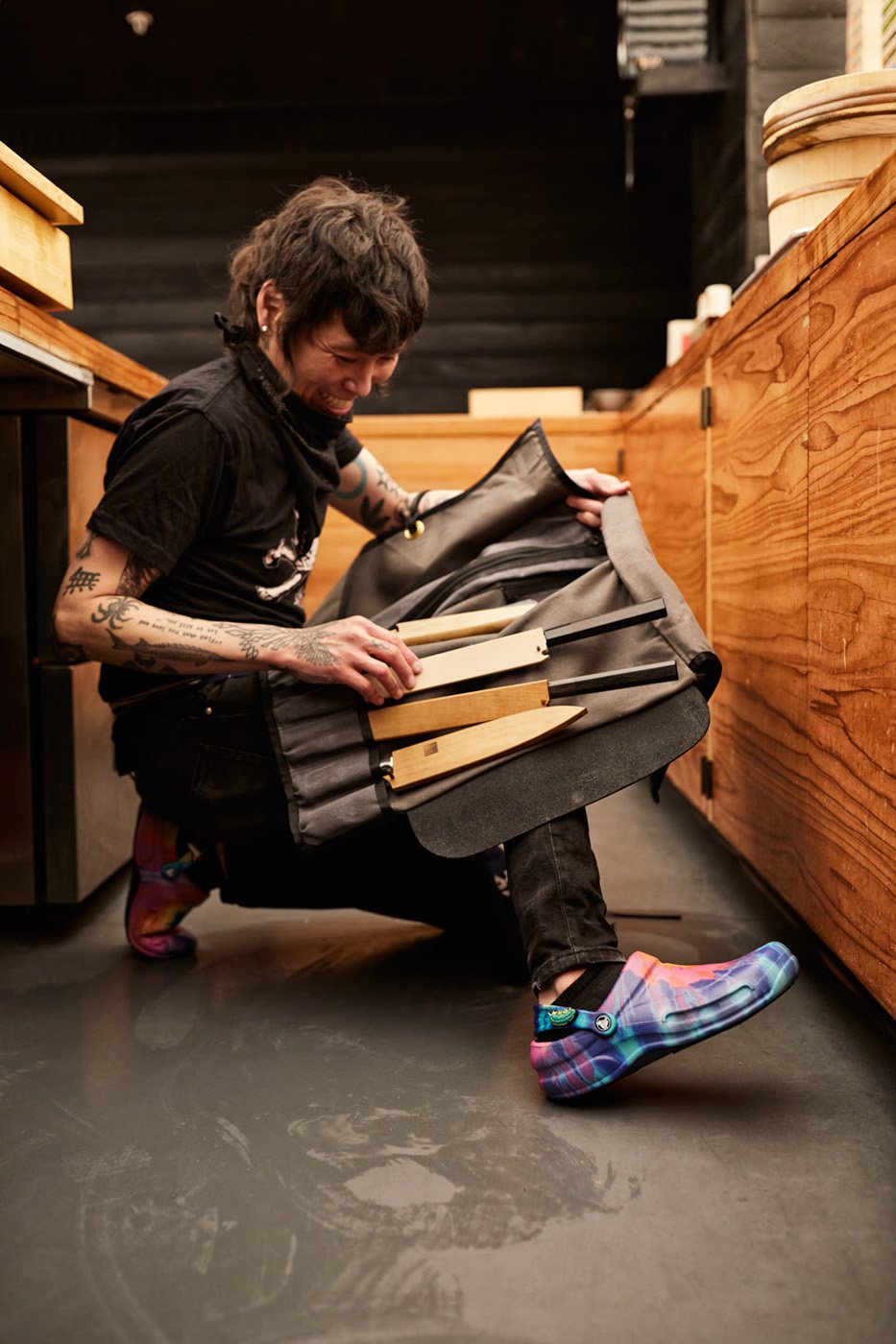 Photo of chef talent shot by Jody Horton for Crocs At Work footwear collection